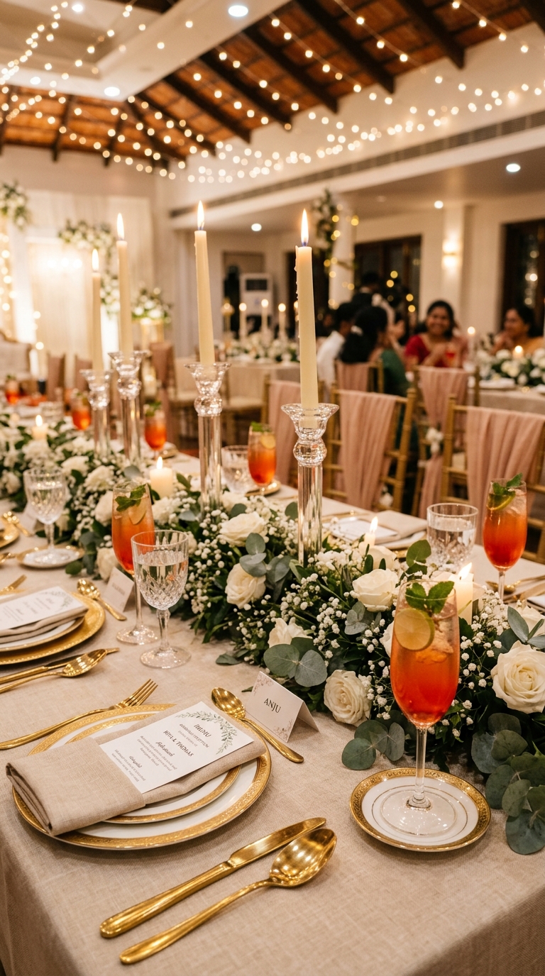 Syrian Christian betrothal reception table in Kottayam